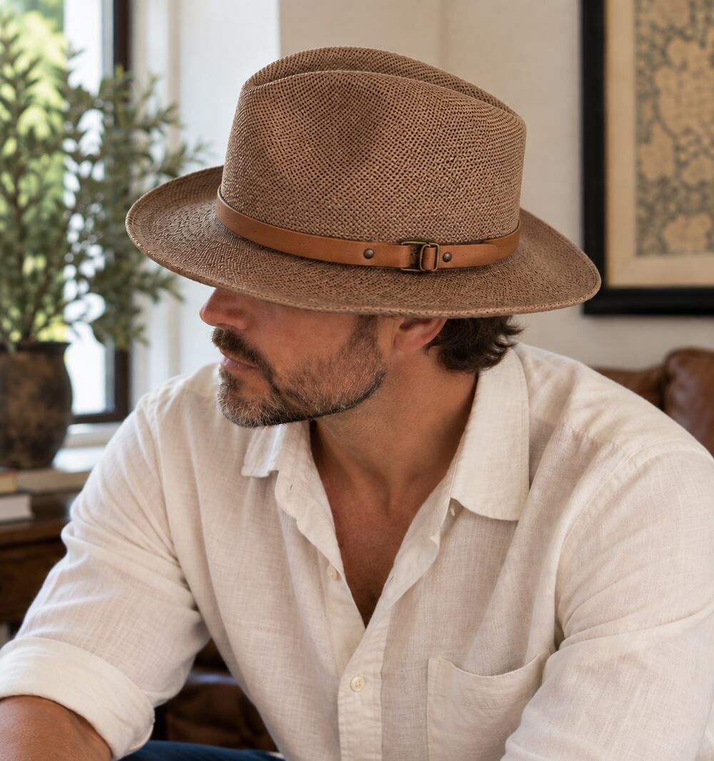 Vintage Dobbs Fifth Avenue Brown Straw Fedora Hat